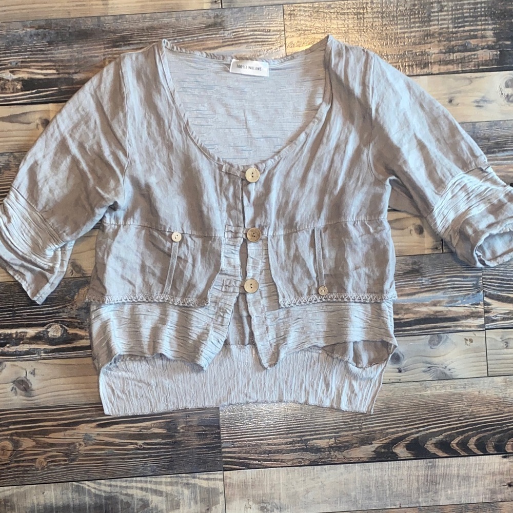 Linblanc linen Button-Up Top